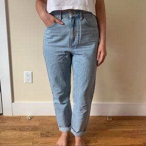 Topshop Moto Mom Jeans Light Wash Blue